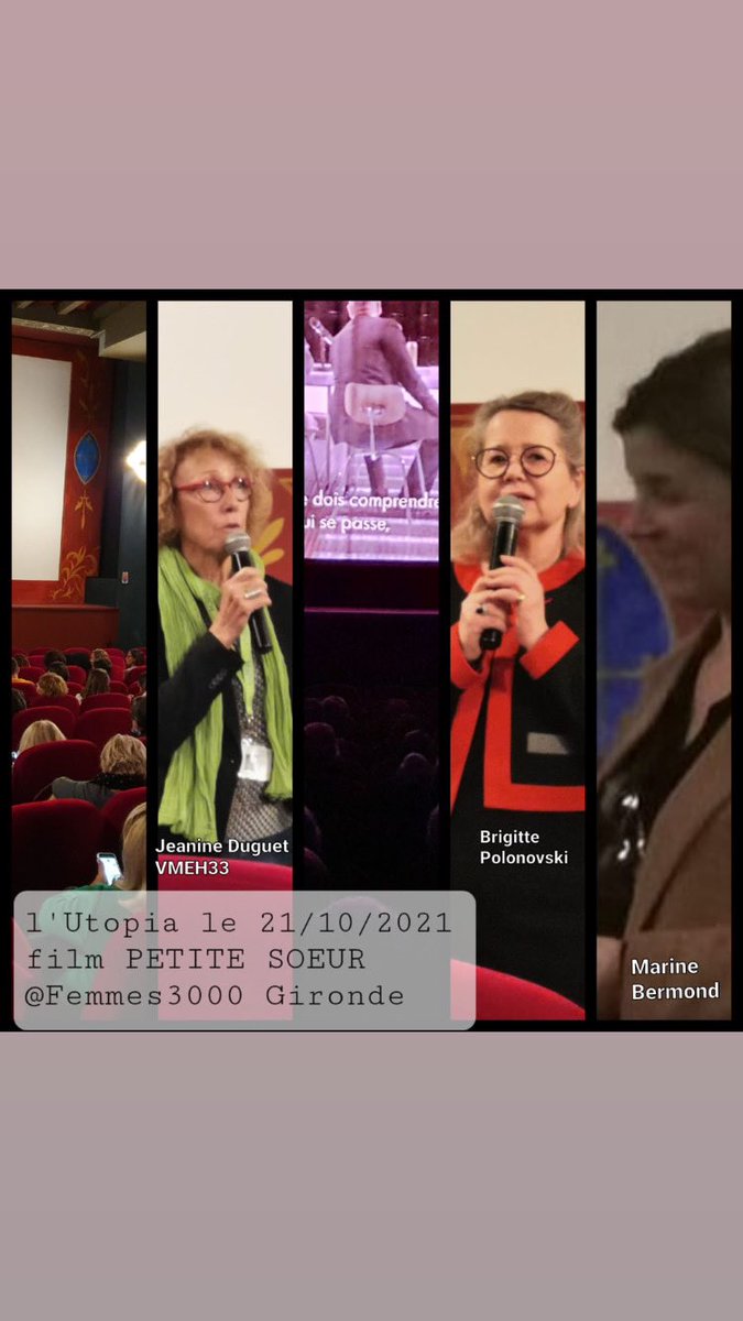 📽 Salle comble à l'Utopia hier soir pour la projection du film PETITE SOEUR réalisé par @StéphanieChuat et @VéroniqueReymond. Cette rencontre organisée par Femmes3000 Gironde et animée par la dynamique Marine Bermond, présidente de la @FédérationFemmes3000.