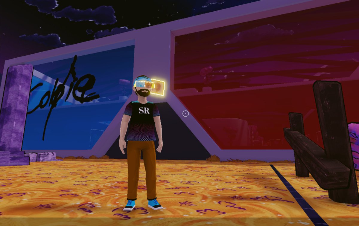 Coldie's tweet photo. POP UP PARTY IN @decentraland 
12p PT (40 min from now) 
vDJ set by @EclecticMethod at my 3D glasses gallery in DCL celebrating the Coldie Method NFT. Come party and check out my gallery, part of the #momuscollection park

click link for location/details
https://t.co/tNZXL730QO https://t.co/PQjUVLpEWV