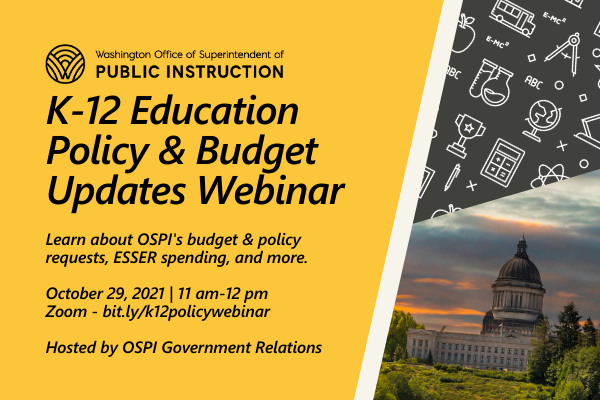 Join our Government Relations team next Friday, October 29, to learn about legislative priorities for 2022. Topics include budget &amp; policy requests, ESSER spending, and more! #waedu

REGISTER TODAY: buff.ly/3jqMq8j