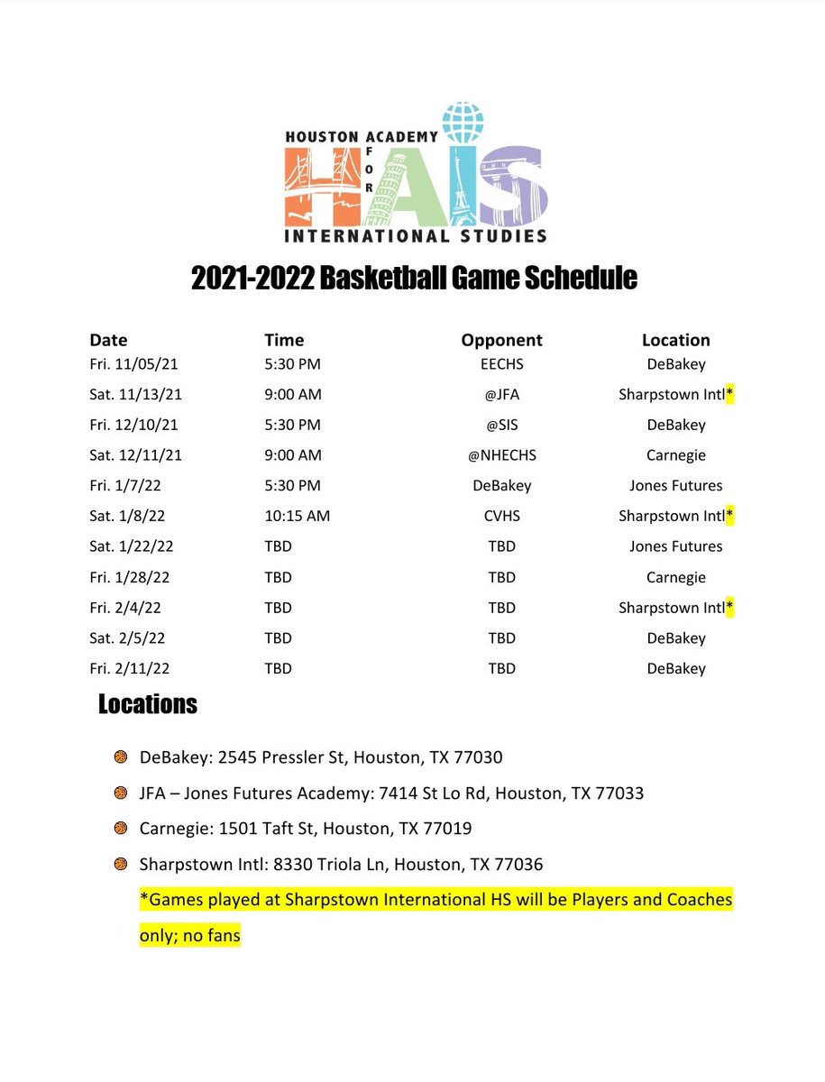 HaisBasketball's tweet photo. 2021-2022 schedule! Let’s go Phoenix! https://t.co/81i7GtkS3K