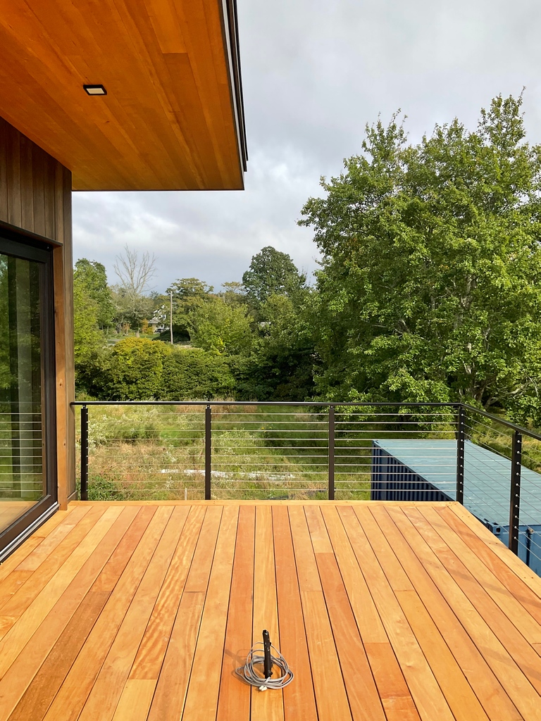 NPTRE's tweet photo. Outside and inside look at the beautiful deck installed at our #Sachuestbuild.
The deck features Garapa wood from Liberty Cedar and a railing system from Viewrail. Inside features Hurst hardwood flooring and Schuco windows.
#constructionlife #garapawood #zeroenergyhome https://t.co/GknG8r5msh