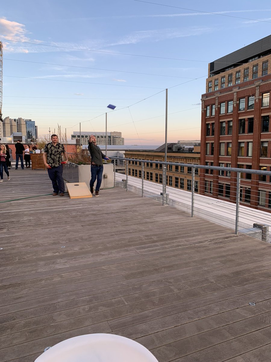 isabellevplante's tweet photo. About last night…testing out corn hole on our new roof deck with @rhboyko @LifeAtEmbark 

#embarkwithus https://t.co/9l36ec2gPk