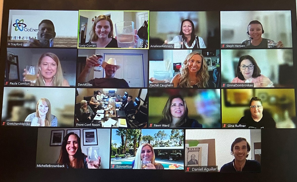 GoEnergistics's tweet photo. The GoE Team got together for a virtual happy hour in celebration of our 10-year anniversary. With a busy team spread all across the country - it's always a pleasure when we can spend a little time catching up and celebrating together. Cheers to another 10 years! #10yearsofGoE https://t.co/md13spRuRg