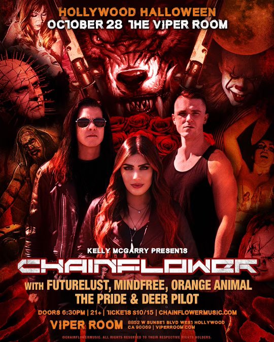 Playing <a href="/theVIPERroom/">The Viper Room</a> this Thursday! Kick off your Halloweekend with <a href="/ChainflowerLA/">Chainflowermusic</a>