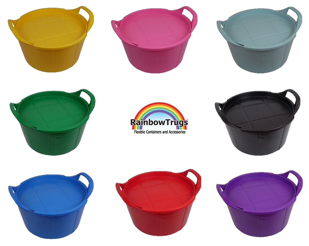 Brighten up your home &amp; garden or even your yard with British Made Rainbow Trugs 🇬🇧🌈 
And with 13 colours (yes, that's right 13 colours) available what colour would you choose? 🤔
Here are just a few examples of our 14L Rainbow Trugs with matching lids rainbowtrugs.com/14-litre-trugs…