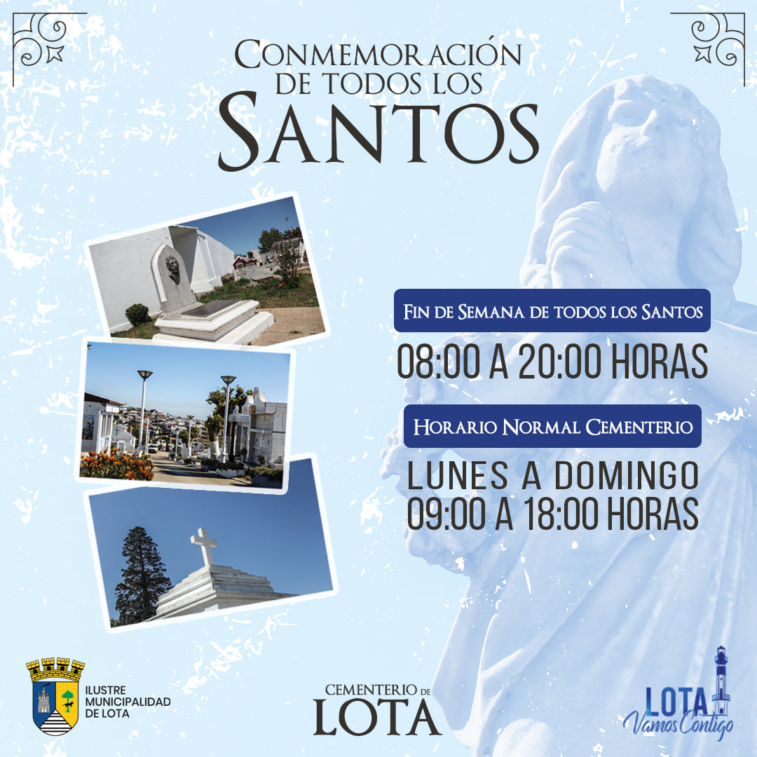 Vecinos y vecinas les informamos los horarios del cementerio de la comuna.
#cementeriolota