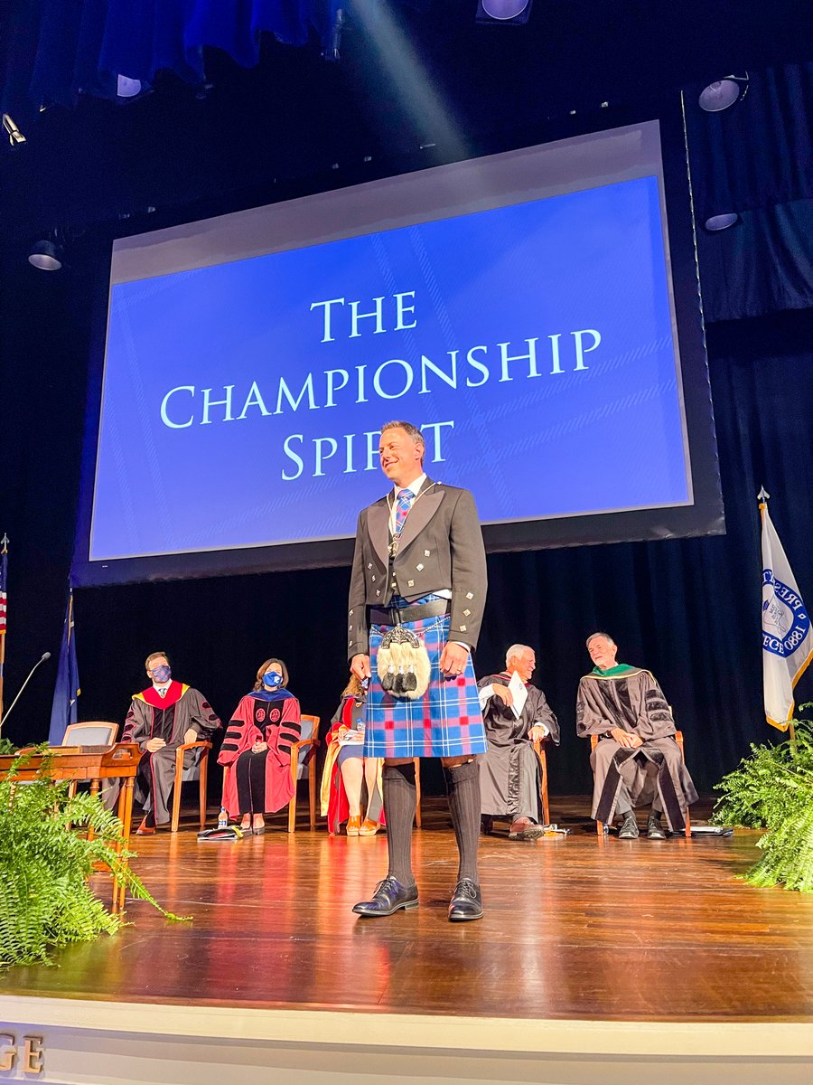 presbycollege's tweet photo. He's officially a Blue Hose! 🤩 💙  Let's welcome PC's 19th president, @mattvandenberg. Today at the Inauguration, he took the oath of office, declared an audacious vision for the College, and celebrated with friends, family, and our community. Read more » https://t.co/98Avydwenz https://t.co/OcXFqe4A6d