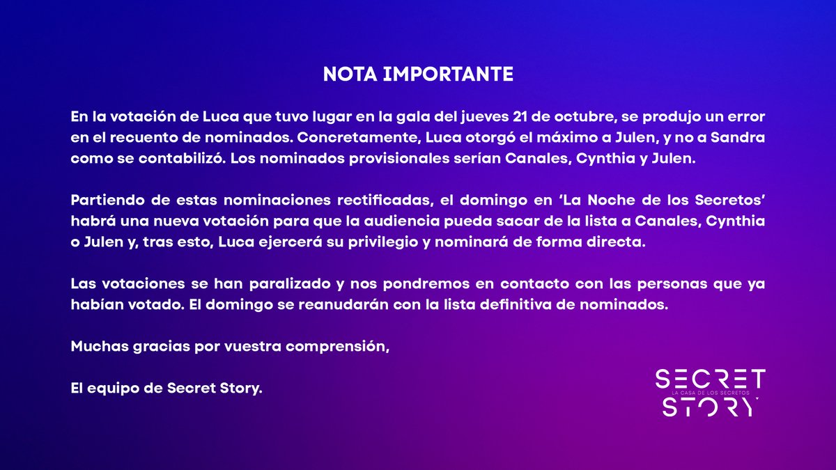 SecretStory_es's tweet photo. NOTA IMPORTANTE #SecretGala6 #Secret22O https://t.co/tsKWL8K355