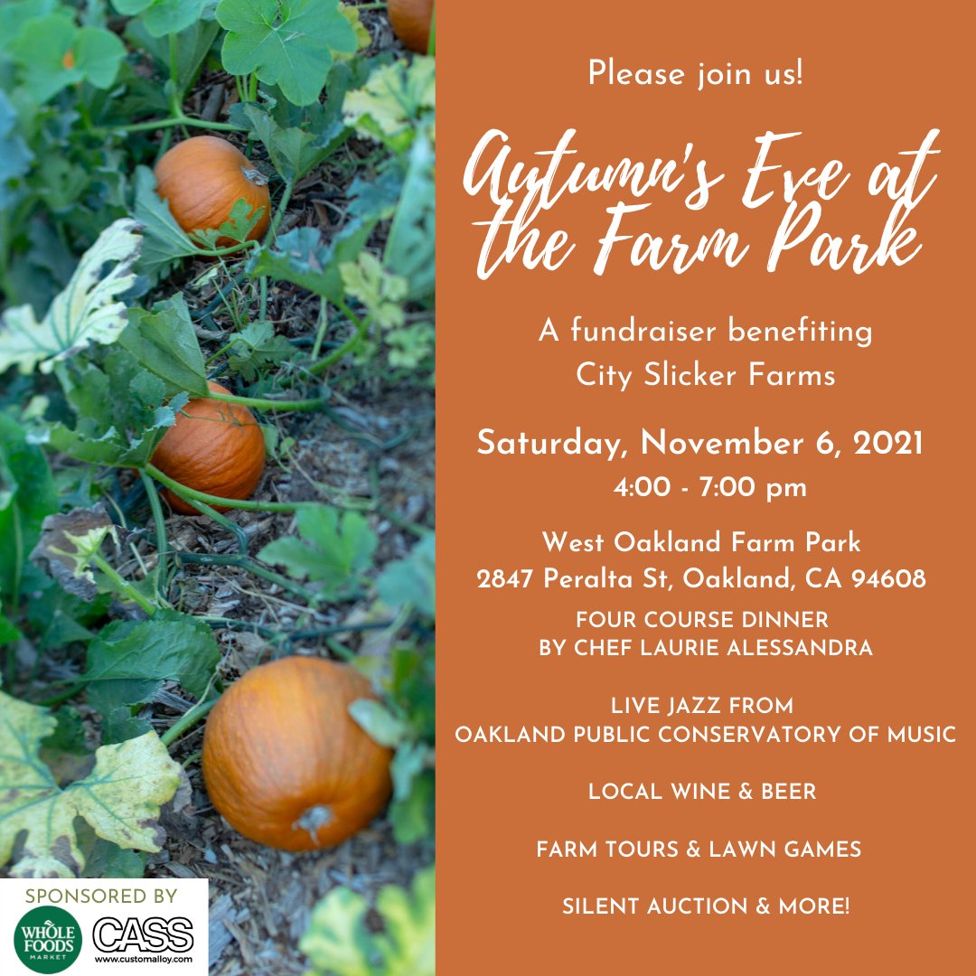 We want to invite you to our fundraising event Autumn's Eve! For more details visit cityslickerfarms.org/special-events/
Shout out to our sponsors <a href="/WholeFoods/">Whole Foods Market</a> @cassincofficial