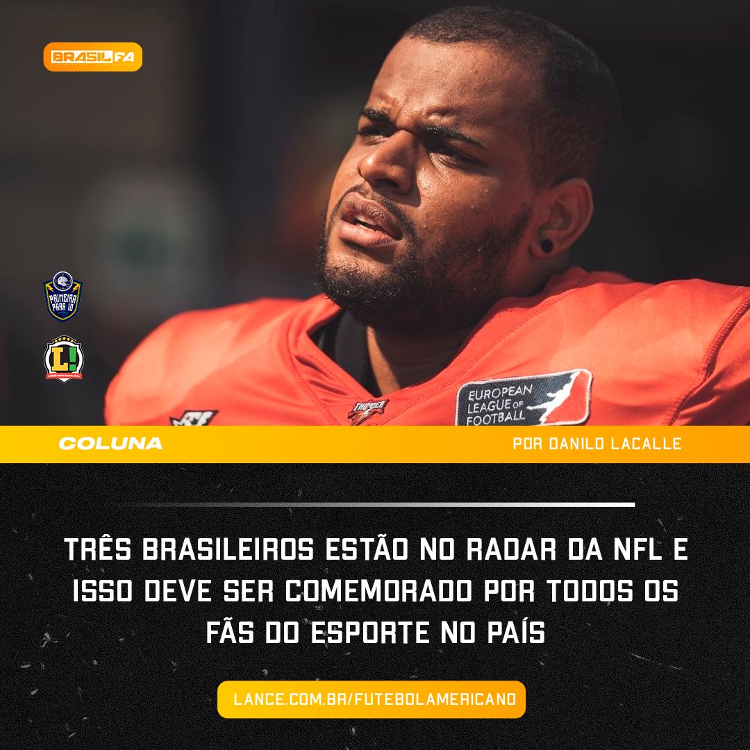 Brasilfabr1's tweet photo. Três brasileiros têm a oportunidade de chegar a NFL! LB Ryan Gomes, OL Pollys Sacramento e o DL Leandro Santos são os nomes que representaram o Brasil nesse teste para revelar talentos do futebol americano fora dos E.U.A. 
#mgflhinova #fabr #brasilfa #futebolamericano #nflbr #nfl https://t.co/NRebcRPuPq