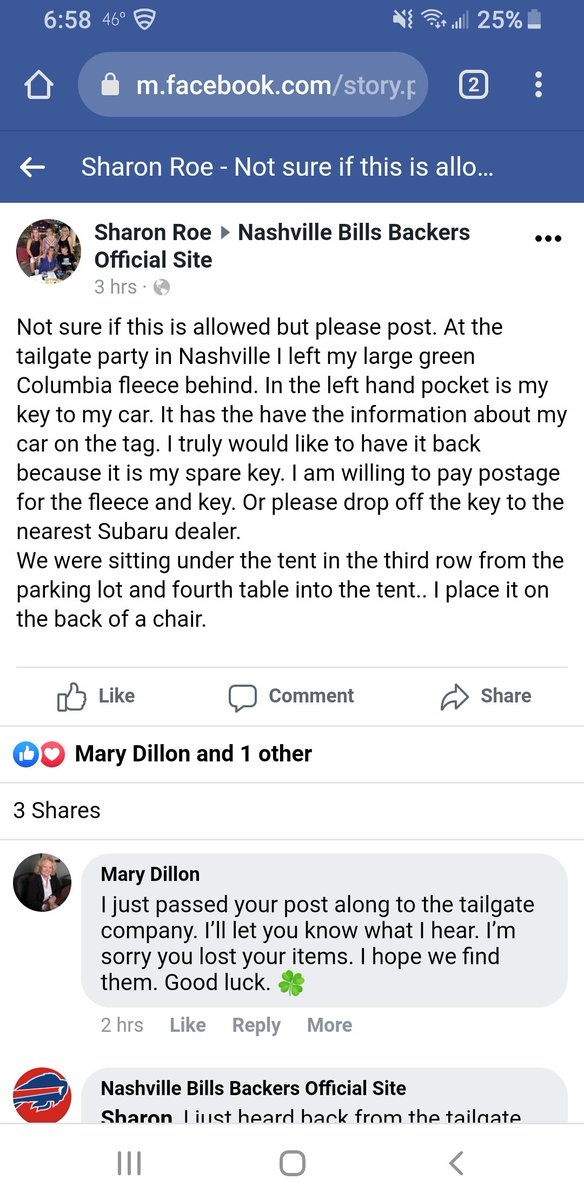 If you were at the #Nashville tailgate party on Monday, one of our own needs some help finding something that was misplaced. C'mon #BillsMafia let's see if we can find this.