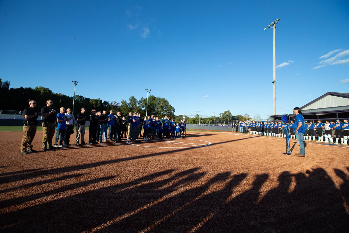 UNAAthletics's tweet photo. A beautiful evening honoring SGT Nick Risner’s Family and LT. Max Dotson! It was an honor to have Aili Risner throw out the first pitch. Thank you to the Shoals community for coming out to support this amazing family! 💙 https://t.co/2nlytdix3c
