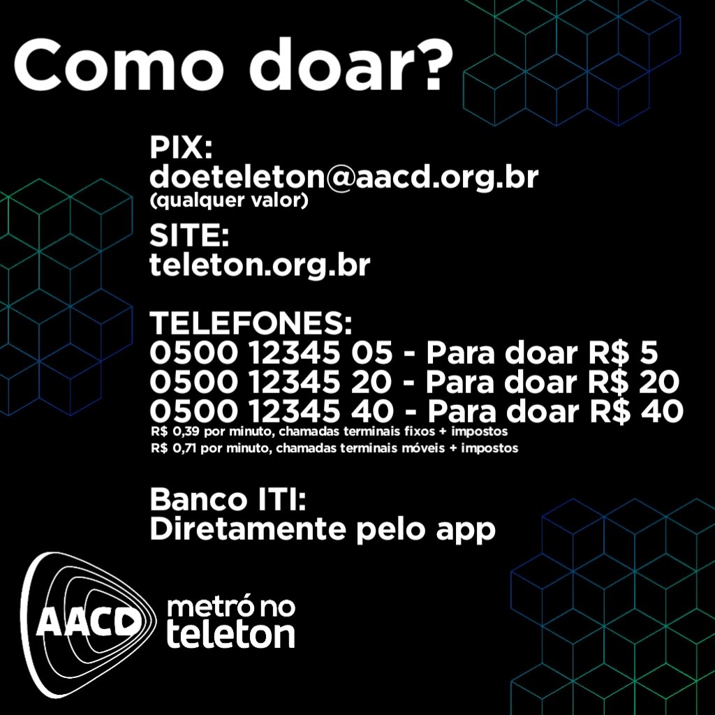 radiometrobr's tweet photo. E como doa para o Teleton? É muito fácil! Todos os métodos estão na imagem abaixo: https://t.co/pSrXI6bDaV