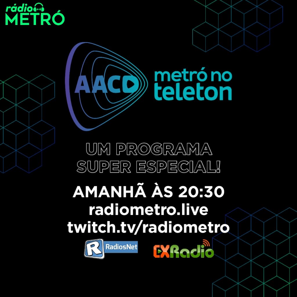 radiometrobr's tweet photo. Amanhã faremos um programa super especial, com muito bom humor, games, e sua doação também né? É a partir de 20:30, em https://t.co/qOuq6X4usH, inaugurando a nossa https://t.co/94W3XgQ96L, e nos apps de rádio RadiosNet e CX Rádio #Teleton2021 #MetróNoTeleton https://t.co/Ad9muLZAZ2