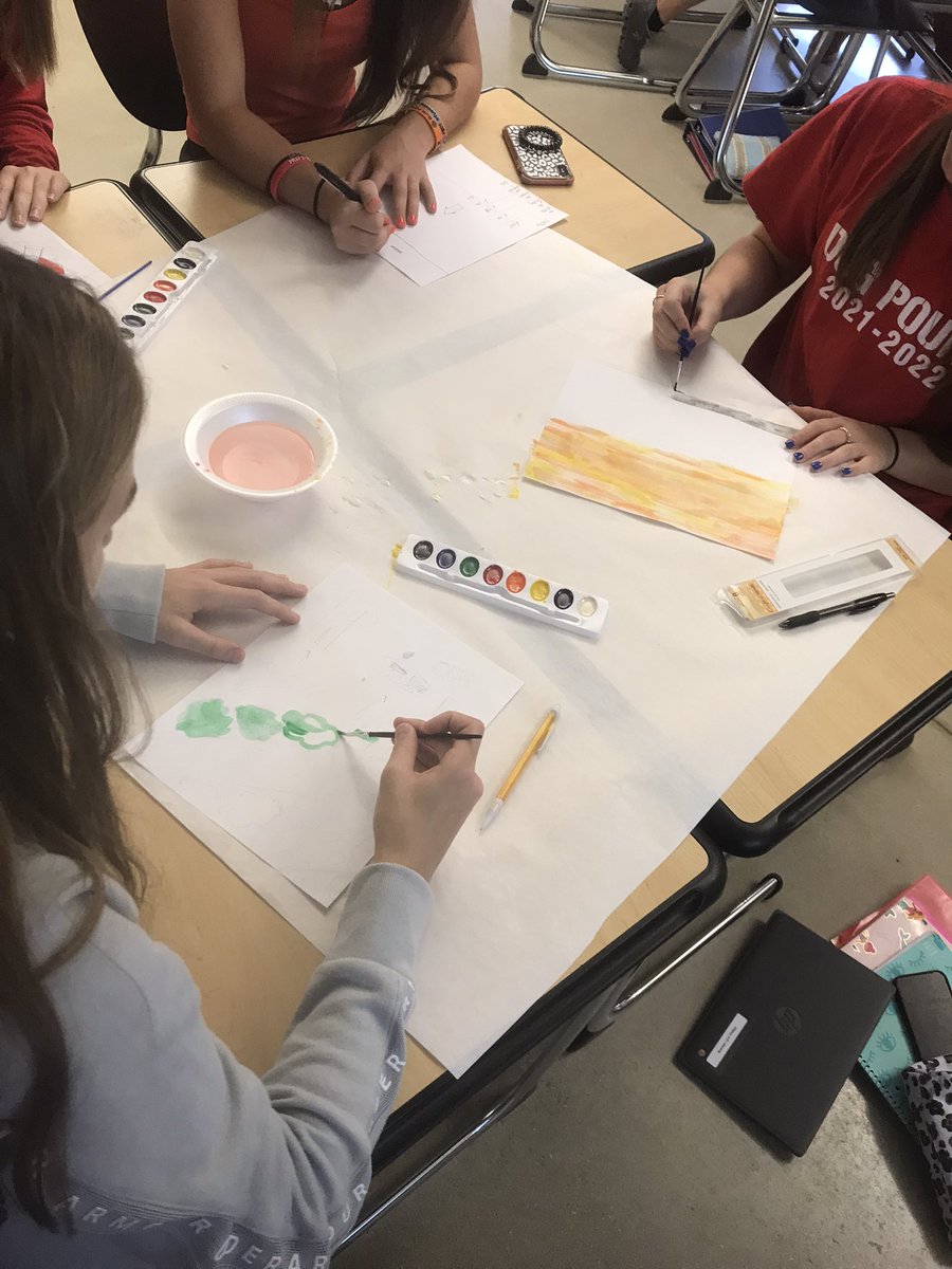 CaptainKirkdawg's tweet photo. Borrowed an idea from @historysandoval &amp; had Ss paint today! They illustrated Sacred Edicts from the Qing Dynasty. We will try to match the paintings to the edict on Monday!! All of this pertaining to our isolationism unit in #worldhistory! They had fun! #sschat #artinclass https://t.co/1p3dYN6kLM