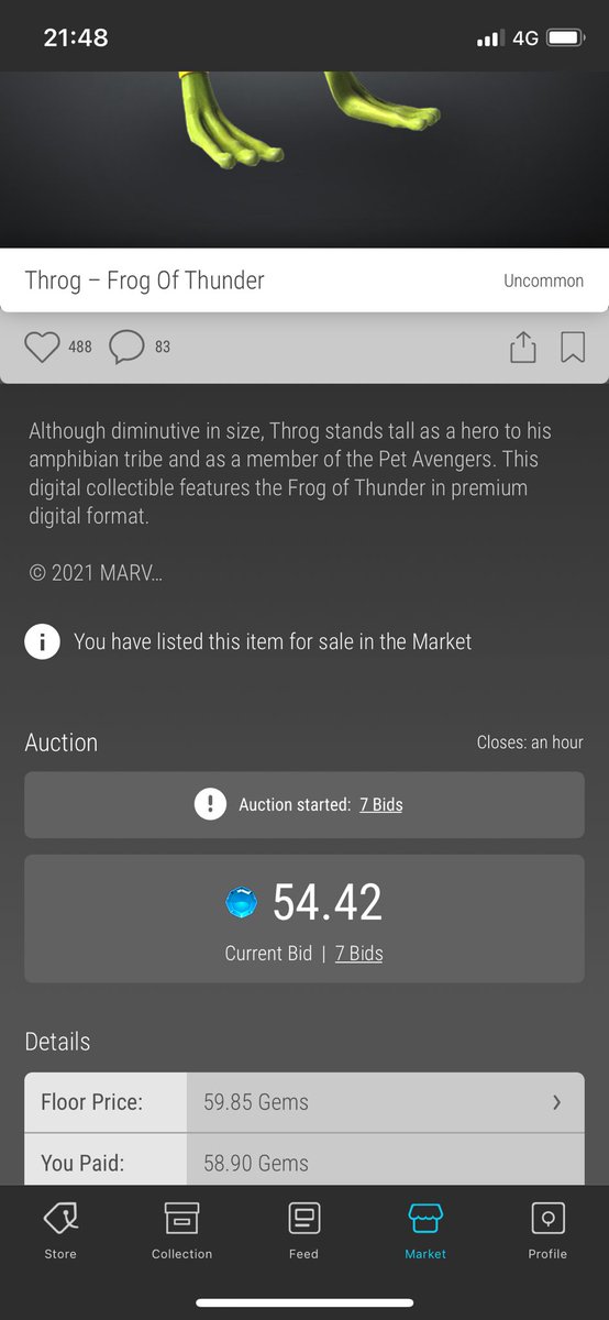 basicjohnson89's tweet photo. Veve Throg Auction under floor price almost done 
#veve 
#vevefam 
#VeVecollectibles https://t.co/e02sZzdRFr