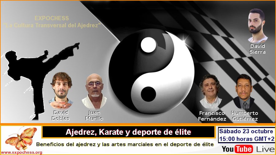 expochess64's tweet photo. Ajedrez, #Karate y deporte de élite | Congreso #EXPOCHESS
--23/10/2021 a las 15:00h (GMT+2)

-Link: https://t.co/h5ESBcvCQv

Congresistas:
-Juan Murillo.
-Humberto E. Gutiérrez.
-Francisco J. Fernández.
-@DavidDoblas .

Moderador:
-@DavidS1erra .

#Ajedrez https://t.co/Xk8LwfYqF0