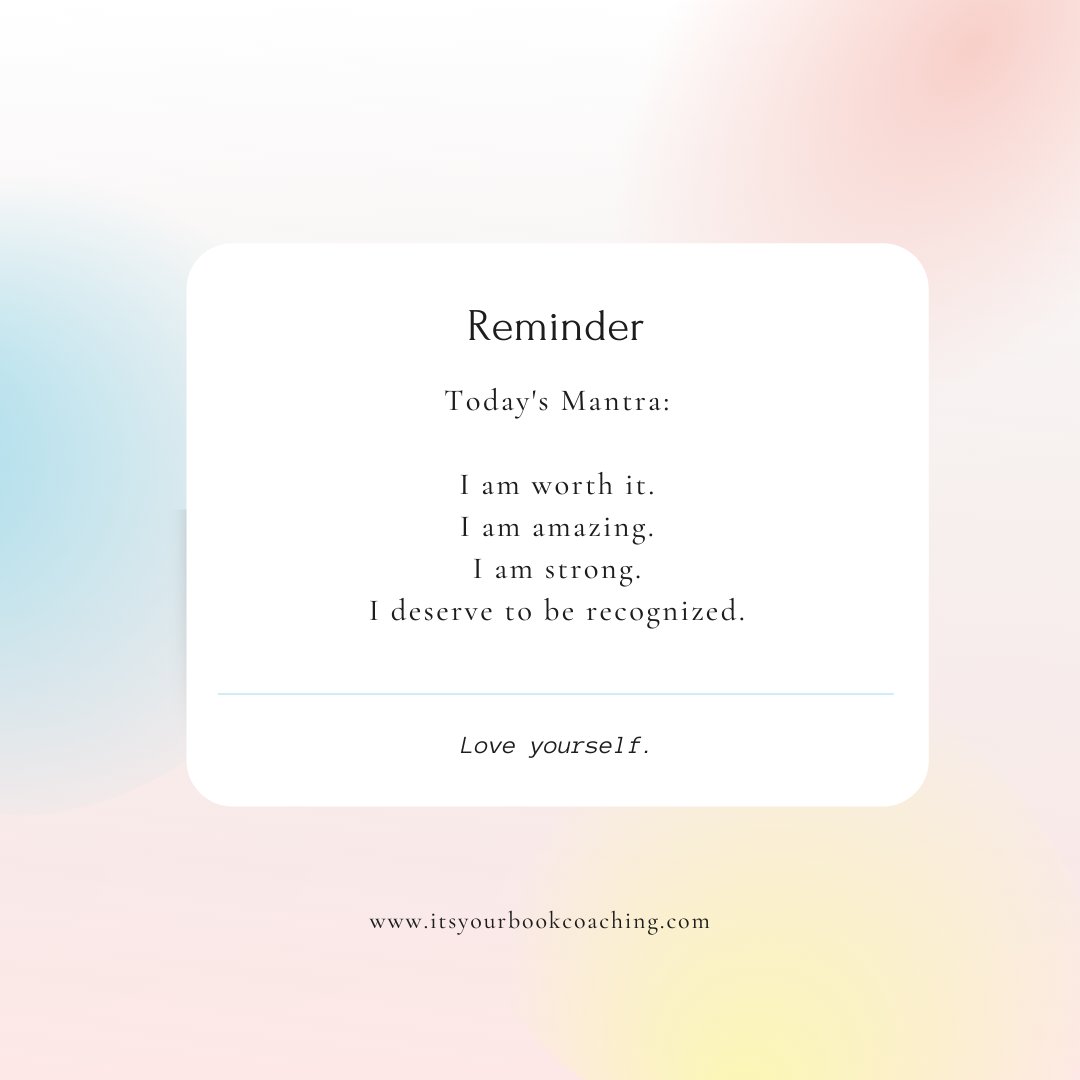 ElliCapeCod's tweet photo. Say this to yourself three times a day. ❤️

#amwriting #writingcoach
#writers #writing #aspiringwriter
#aspiringwriters #author
#writetip
#writingtips #amediting
#aspringauthor #writersunite
#writershelpingwriters
#authoradvice #tipsforauthors
#writingadvice
#writingcommunity https://t.co/HfQQsOiasF