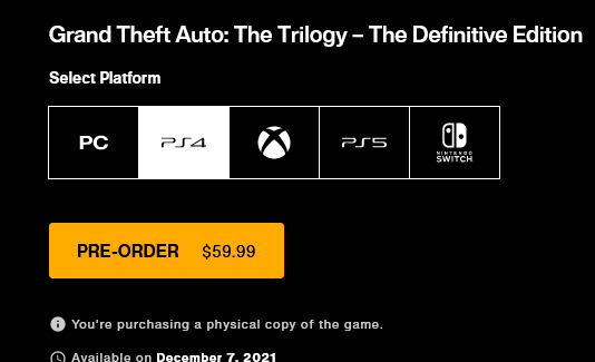 Grand Theft Auto: The Trilogy - The Definitive Edition Pre