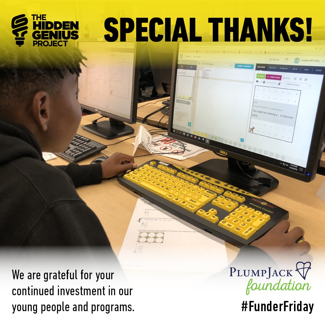 HiddenGeniusPro's tweet photo. Happy #FunderFriday! Many thanks to @PlumpJack for their ongoing support of @hiddengeniuspro and our Geniuses! We are truly grateful for your partnership and investment in our mission. ๐๐ฟ. #InvestInGenius https://t.co/u9qo7ccdlF