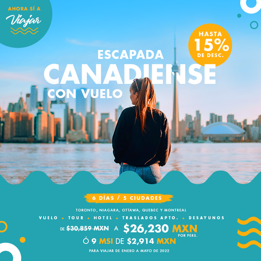 mundo_joven's tweet photo. ✈️ ¡Vámonos a #Canadá con VUELO INCLUIDO!
¡Aprovecha las fabulosas 🔥PROMOS🔥 que te trae este #OutletDeViajes🤯!
💥Consulta fechas de salida.
📆Reserva: https://t.co/5LwJ32OxZy
☎️Llámanos: 55 54 828282
🗺️Visita tu sucursal más cercana. https://t.co/CUveudLue6 https://t.co/1J8fOufgP9