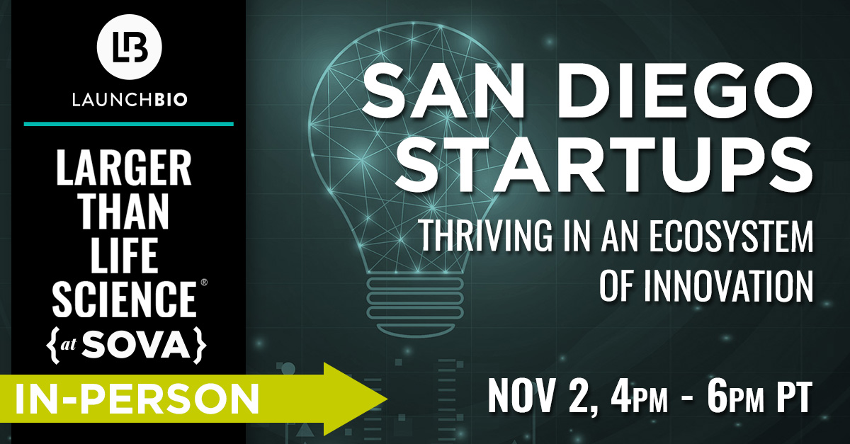 CONNECTinSD's tweet photo. It's back! @LaunchBio's #LargerThanLifeScience in San Diego on November 2! Explore the region's explosive growth & soaring levels of startup funding w/ @wilsonsonsini.
Network & enjoy a tour of #SOVAScienceDistrict.
Get your ticket ▶️ https://t.co/q2Pmdop1w5 https://t.co/qc3kmGETHl