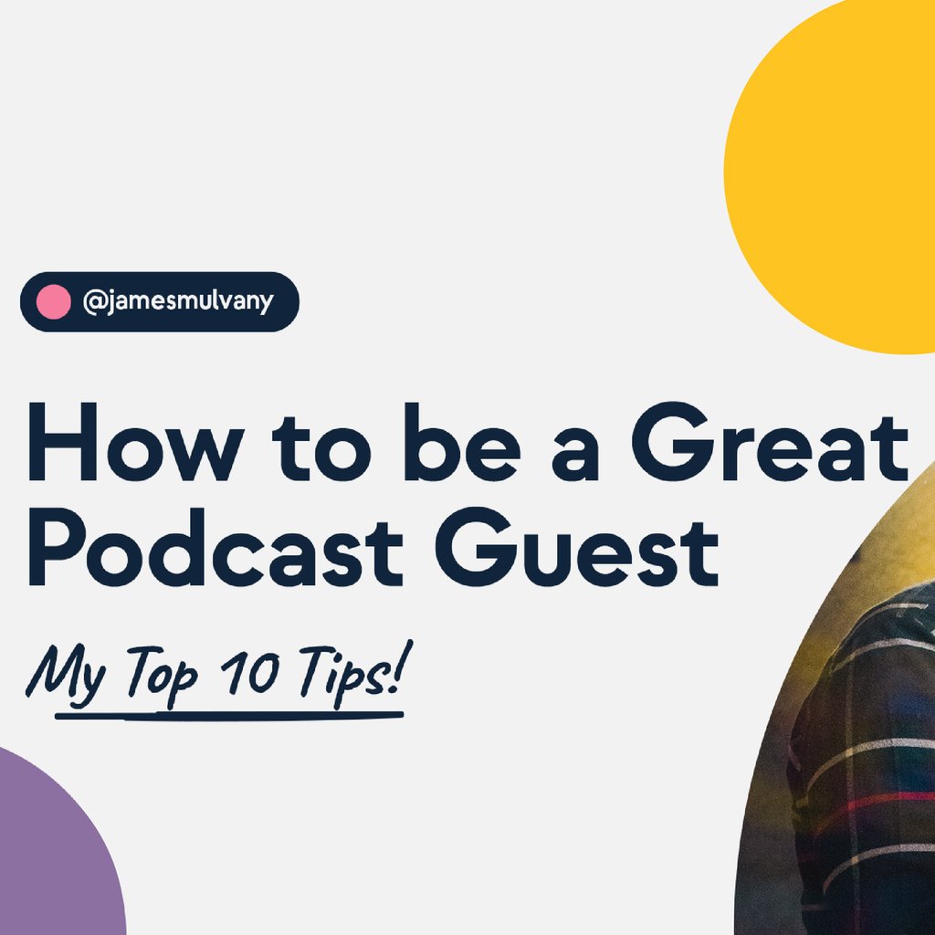 jamesmulvany's tweet photo. In my new video, I give you my top 10 tips to become a great podcast guest,

Make sure to stick around until the end for a free download that will make podcast bookings a whole lot easier!

Check it out here: https://t.co/RtmFT9GCmq

#podcast #guesttips https://t.co/LMpn13nHR5