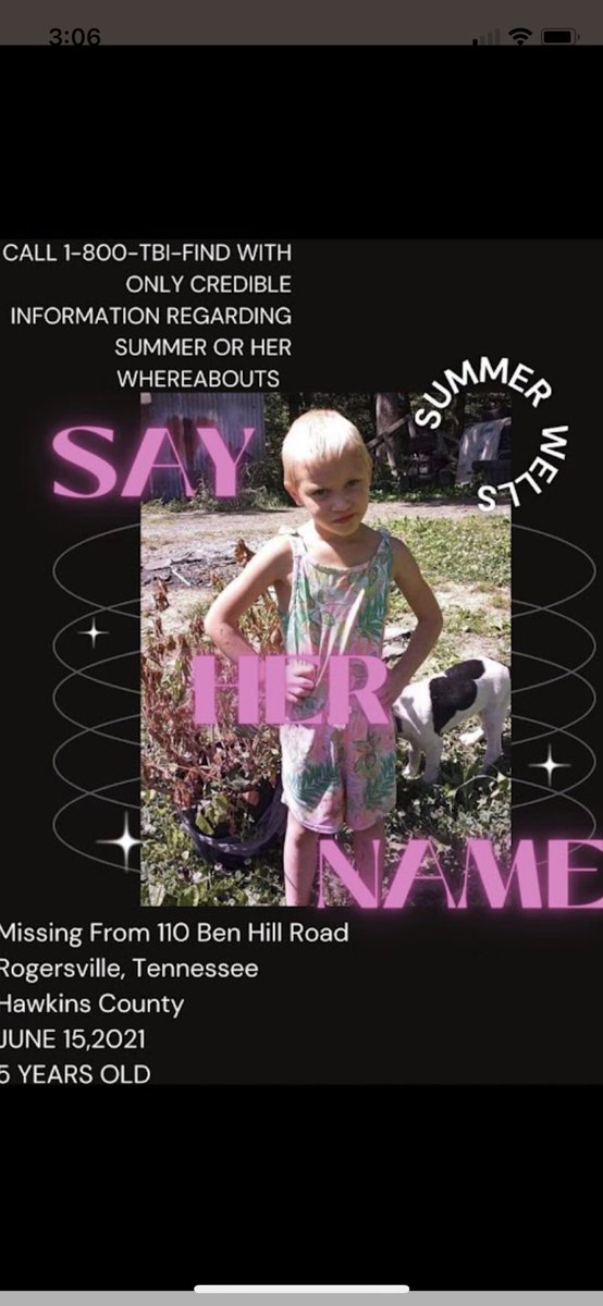 RhondaGilr1's tweet photo. @BabyLyssaC Can you all try to help Summer Wells? Shes 5 years old. She’s been missing for 4 months from her home in Tennessee https://t.co/hAwHe69QGa