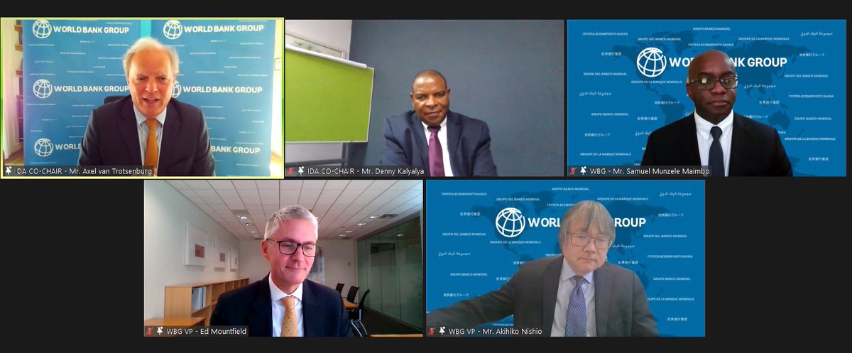 Thanks to <a href="/WBG_IDA/">IDA - World Bank</a> Deputies for discussions this week. Great progress toward a strong #IDA20 replenishment in December. IDA is essential for the world’s poorest countries as they battle #COVID, #ClimateChange &amp; conflict and work to build a green, inclusive &amp; #ResilientRecovery.