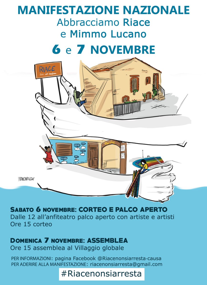 6 e 7 novembre  Manifestazione nazionale. Abbracciamo Riace e Mimmo Lucano

#Riacenonsiarresta #mimmolucano #riace