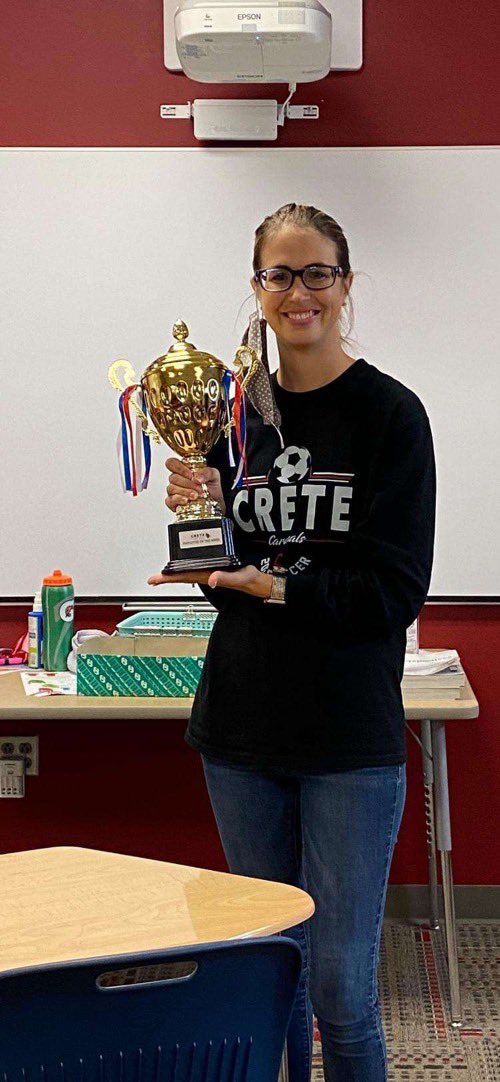 Congrats Coach Thiem on being the superstar teacher of the week! You inspire kids in the classroom and on the pitch. We are so lucky to have you as a coach and as an amazing women in the Crete Community!!