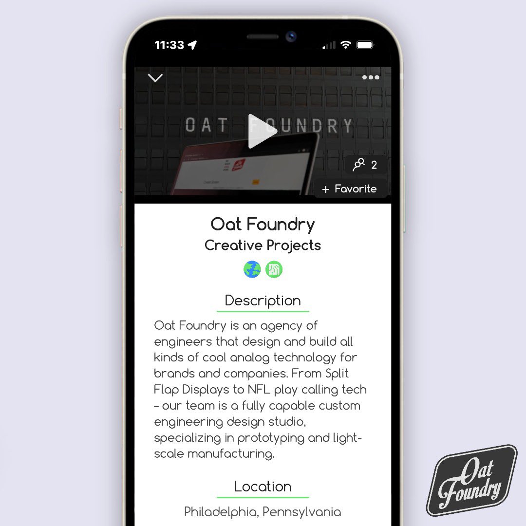 RvotiApp's tweet photo. We’re super excited for this week’s feature, Oat Foundry (@OatFoundry). Oat Foundry is an engineering agency based out of Philadelphia, PA that provides creative solutions for big businesses!

https://t.co/kT0Ewsviyi https://t.co/DPAYiZcNaU