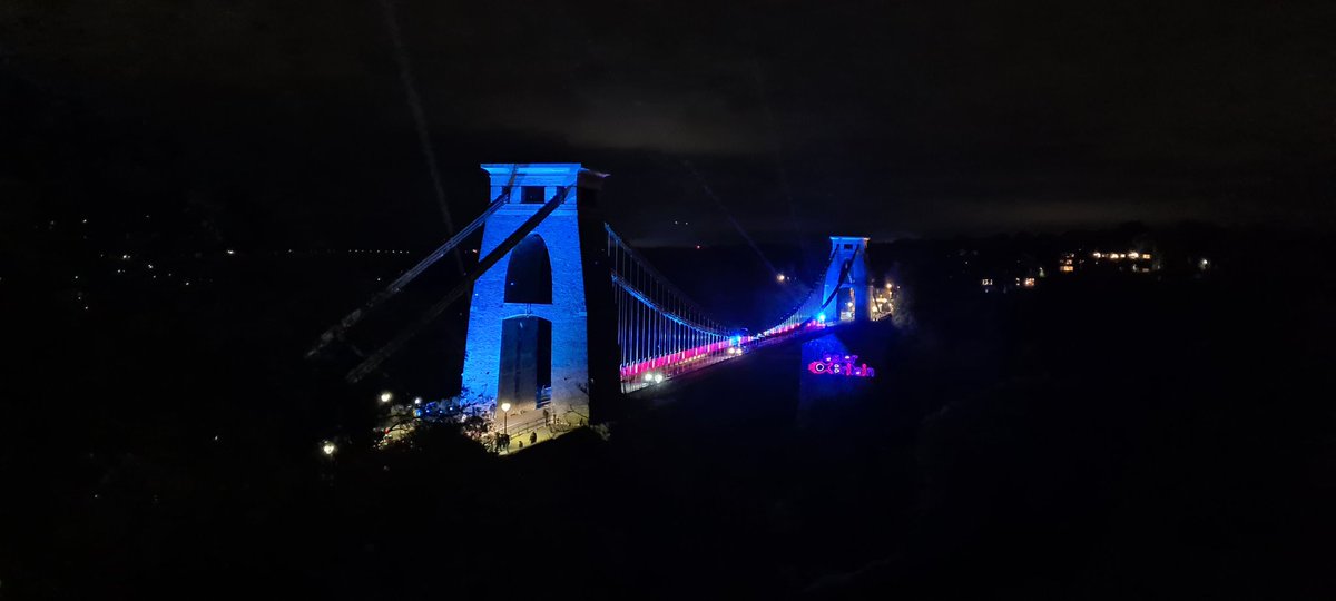 Bristol is blue tonight <a href="/brunelsbridge/">Clifton Suspension Bridge</a> 
#LightTheNight