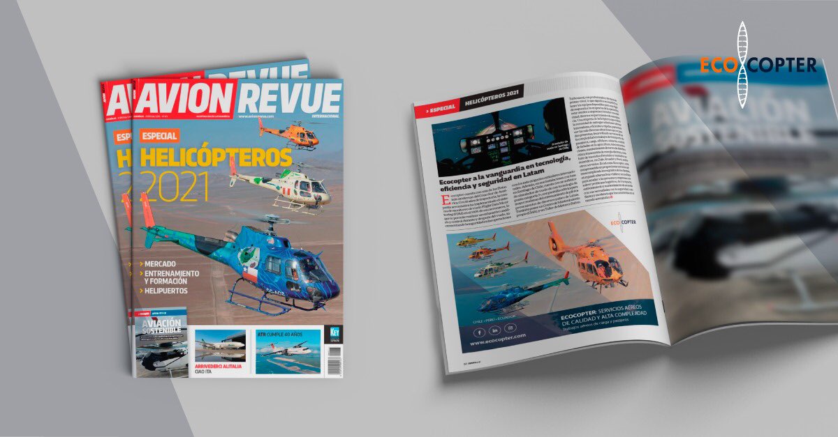 Avion Revue publicó en su revista un artículo: Ecocopter a la vanguardia de la tecnología, eficiencia y seguridad en Latam 

Para leer artículo completo:👇🏼 
bit.ly/Ecocopter

<a href="/AvionRevueInt/">Avion Revue Internacional</a> 

#ecocopter 
#Chile 
#Ecuador 
#Perú 
#helicóptero 
#aviation 
#helicopter