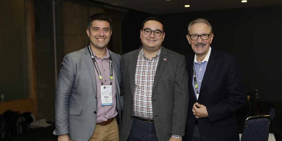 ICANN's tweet photo. #ICANNthrowback: #ICANN org staff members @dcolive @carlosreyesdc, and Ozan Sahin collaborating at #ICANN66 in Montréal. What are your favorite memories from ICANN meetings? Share them on Instagram or Twitter using hashtags #ICANNthrowback and #ICANN72. https://t.co/Hrgtew4q2S