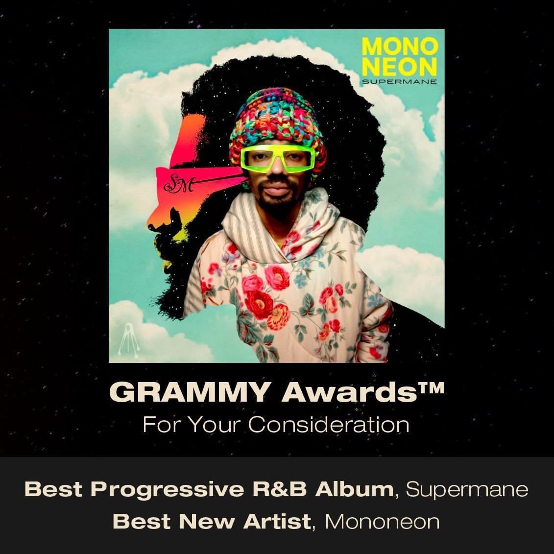 MonoNeon's tweet photo. 🤣💩🦄Hell yea.. my album “Supermane” made the list for Grammy consideration. If you’re a voting member.. vote for that shiet 😆✨💩🦄🐥 https://t.co/HiPObwDxyM