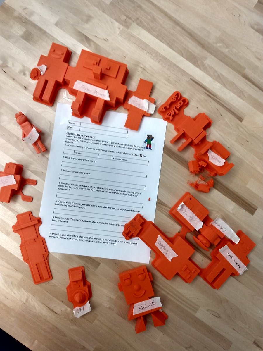 Durfee CTE Engineering Tech 1 designed Avatars based on traits of their choosing, reinforced their drawing skills and learned about 3D printing