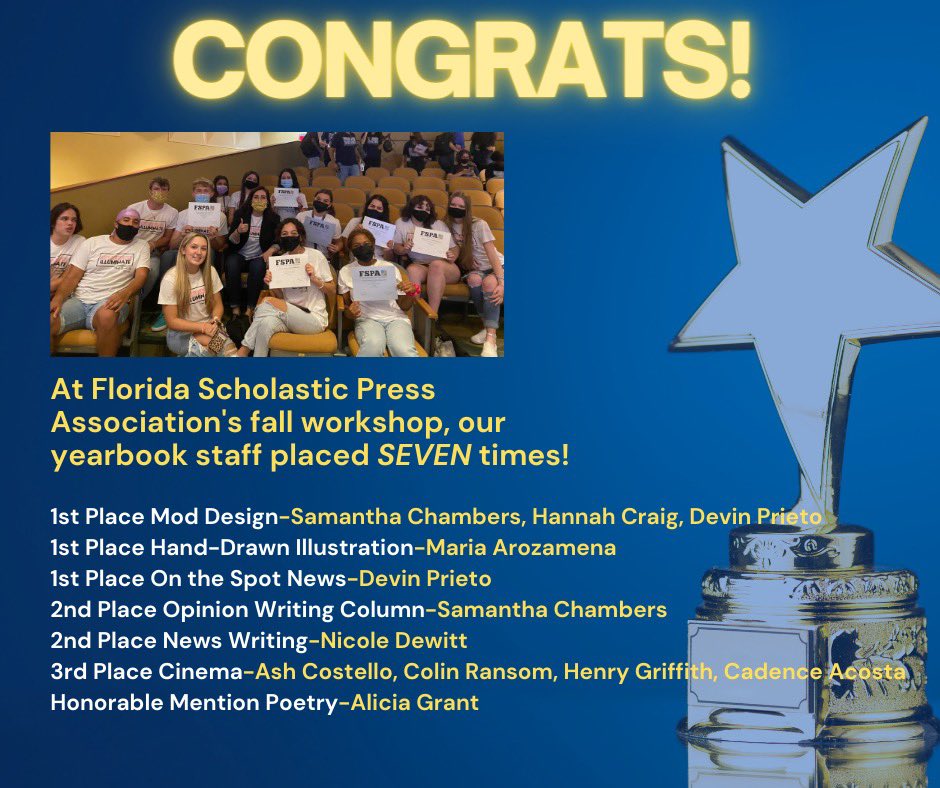 So proud of our yearbook staff today, we had a great time at <a href="/FSPADistrict4/">FSPA District 4</a> 👏🏼👏🏼👏🏼 we placed in SEVEN categories 😍 <a href="/WhartonBoosters/">Wharton Boosters</a> <a href="/WhartonWildcats/">Wharton High School</a> <a href="/Wharton_PTSA/">Wharton PTSA</a> #yearbook