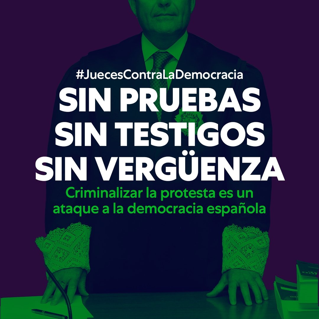 JEUPV's tweet photo. 😡A Espanya els #JuecesContraLaDemocracia condemnen sense proves, sense testimonis i sense vergonya!

👉Criminalitzar els nostres drets és un atac contra la democràcia. No accepten haver perdut les eleccions i es salten la separació de poders per a venjar-se i desmobilitzar-nos. https://t.co/8vsTOIm1ae