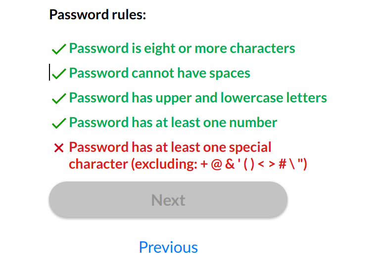 stephenfluin's tweet photo. Imagine requiring a special character, but not allowing any of the most common ones...  #badsecurity #badux https://t.co/n79T4ndxiP