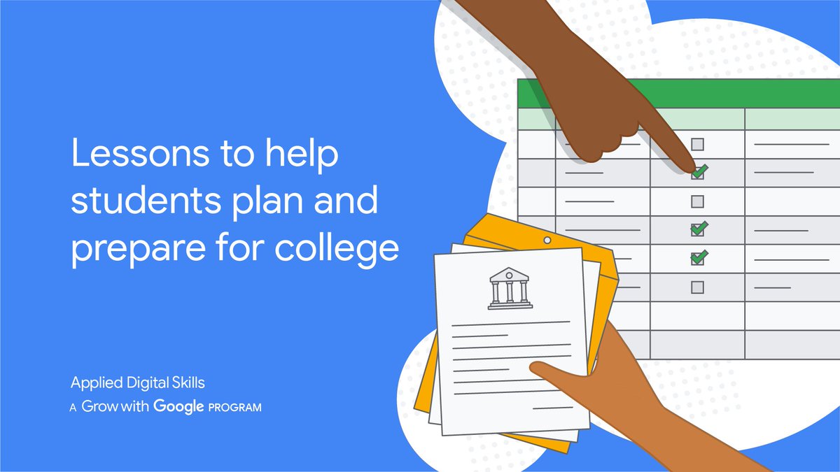 GoogleForEdu's tweet image. As you help students prepare for higher education, check out our #AppliedDigitalSkills college readiness collection that includes lessons on:
🖥️Finding colleges online
✏️Writing application essays
💸Completing the FAFSA
➕ and more!
goo.gle/2Zozyc1 #GrowWithGoogle