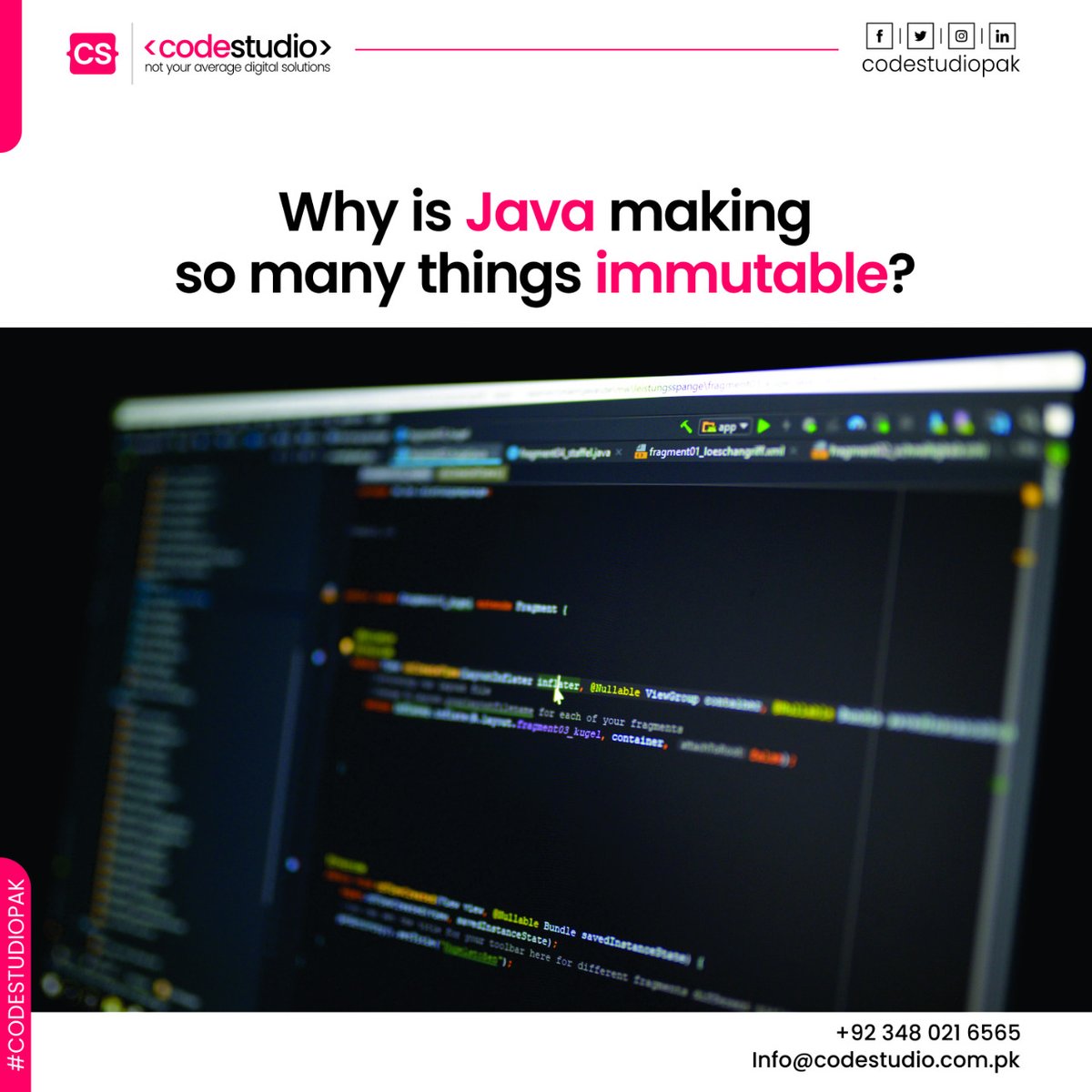 codestudiopak's tweet photo. Why is Java making so many things immutable?
https://t.co/KkwJuY5v51
#codestudiopak #webdevelopment #webdevelopers #java #database #functionalprogramming #javabeans https://t.co/jF88plVyEq