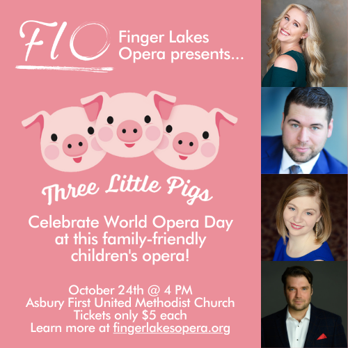 FingerLksOpera's tweet photo. Celebrate World Opera Day, and join us for an afternoon of fun for the whole family! The Three Little Pigs by John Davies is a beloved children’s opera featuring a familiar tale with a musical twist, performed by FLO's stellar Tomita Young Artists. https://t.co/QqzbRM8NFo