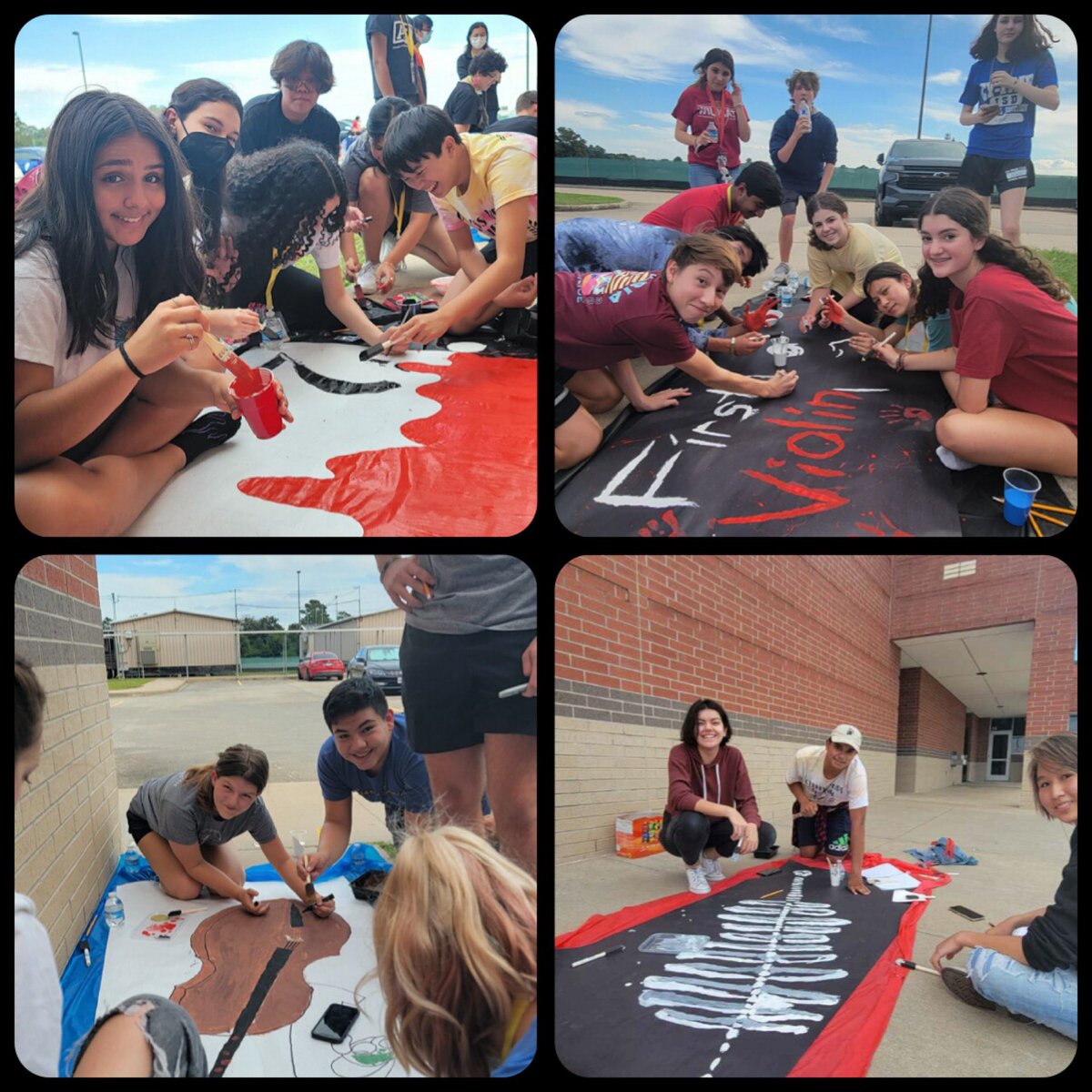 CWHS_Orchestra's tweet photo. CyWoods Orchestra students had a horror themed good time at yesterday’s poster making social!! @CyWoods212 More pics on our Facebook page. https://t.co/0ZR58WZJUx