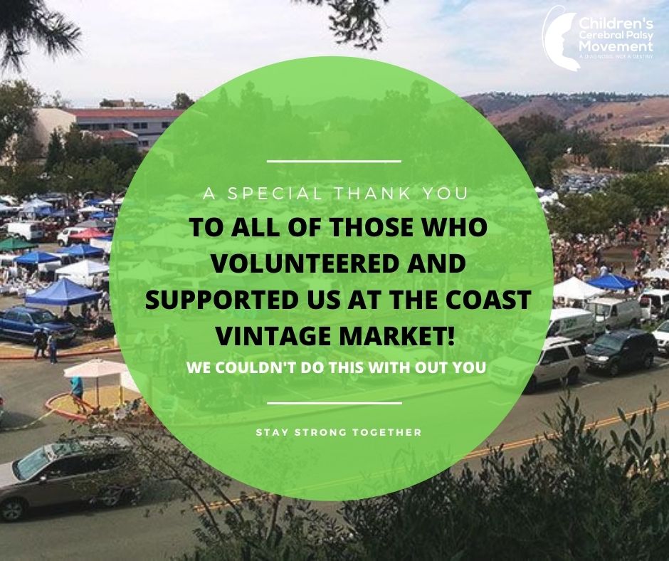 Thank you to all those who came to show your support!
What an amazing turnout at our first appearance at The Coast Vintage Market in Laguna Hills! Not only did our presence allow us to spread awareness for children with CP, but we were able to fundraise to support the mission!