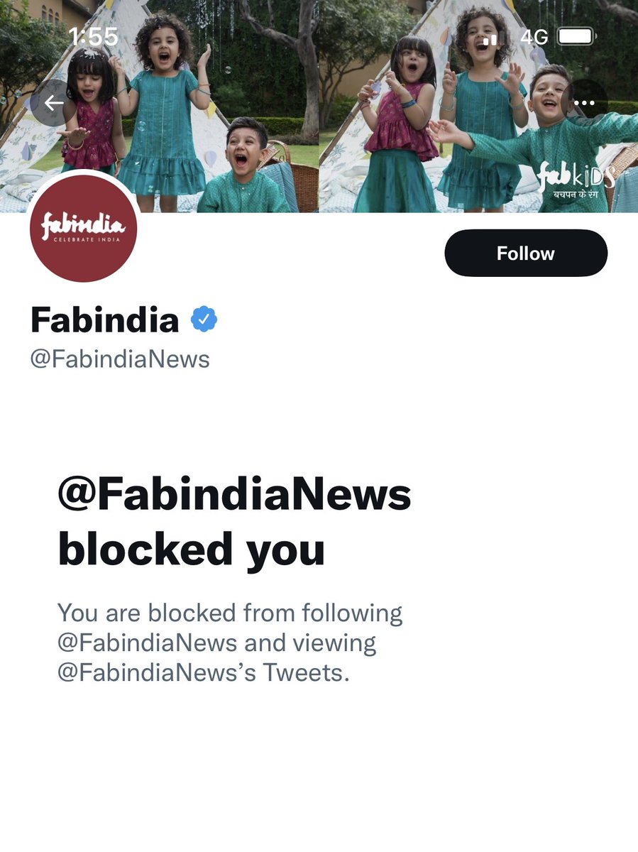 ShefVaidya's tweet photo. Pic 1 - cause                                                  Pic 2 - Effect. After politicians like Shashi Tharoor, news-e-dalaal like Rajdeep Sardesai n actors like SRK, now @FabindiaNews with a turnover of 1500 crores blocks a private citizen like me. #NoBindiNoBusiness https://t.co/uekqfhxt5U