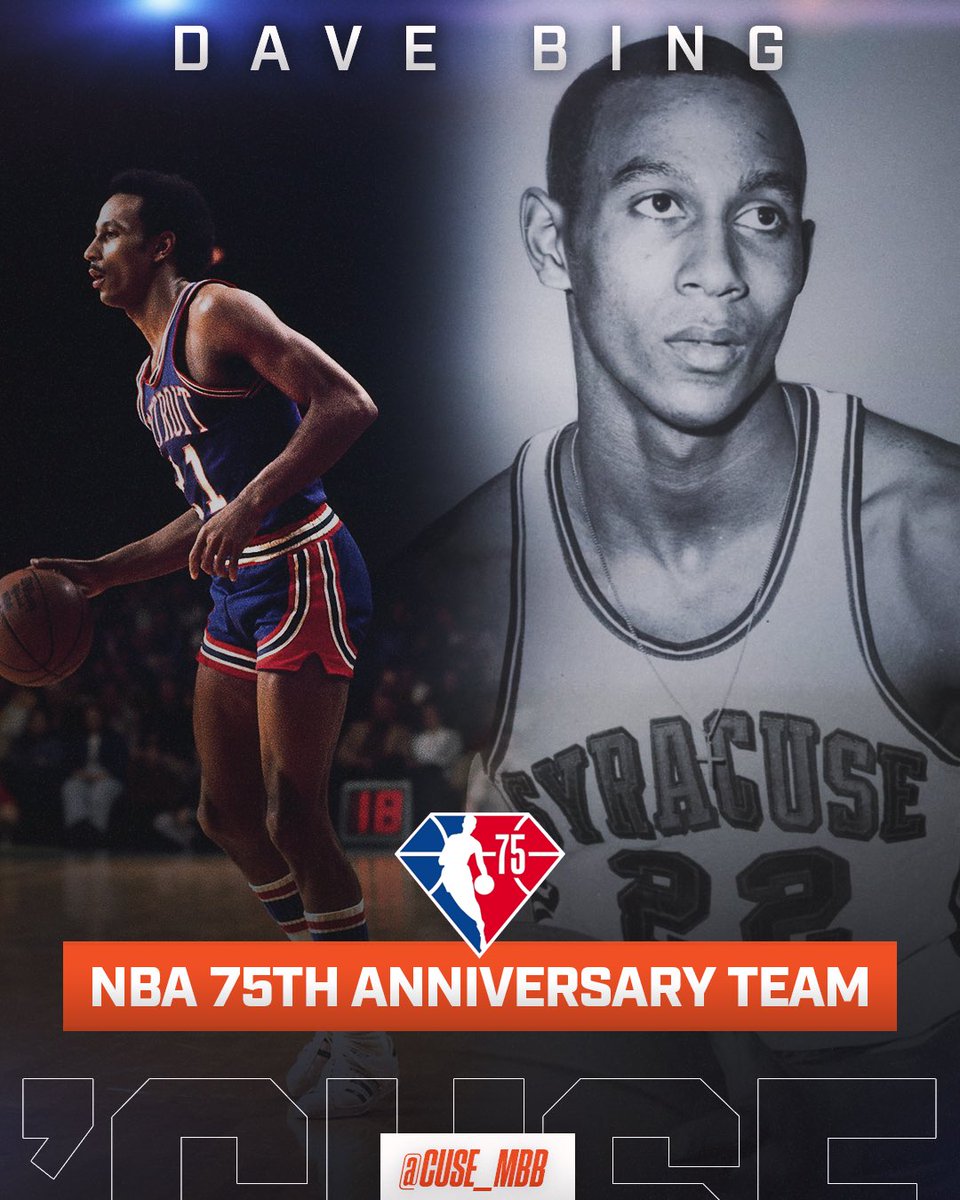 The player that put Syracuse basketball on the map and has served as a leading ambassador for the program and the game ever since, Dave Bing. #NBA75 https://t.co/Q2nChUchiE