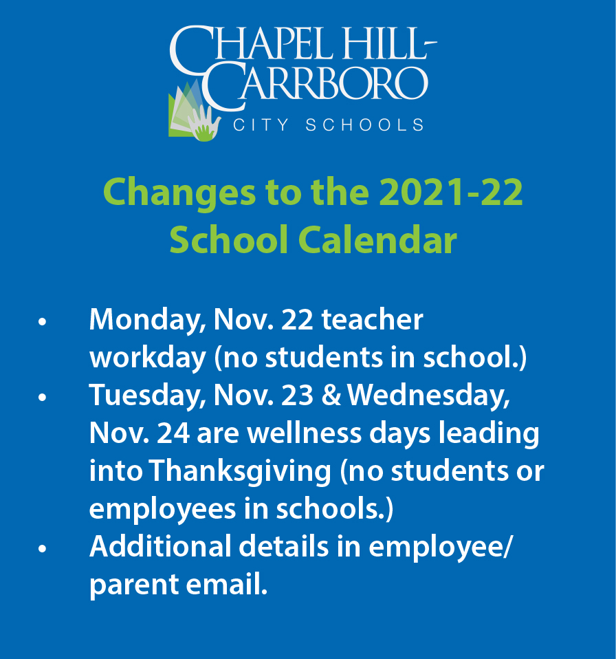 Chapel Hill-Carrboro City Schools on X: "Chapel Hill-Carrboro City Schools  Initiate Significant Measures in Support of Wellness and Mental Health.  Employee bonus/retention pay, staff/student wellness days among many new  developments. Full details