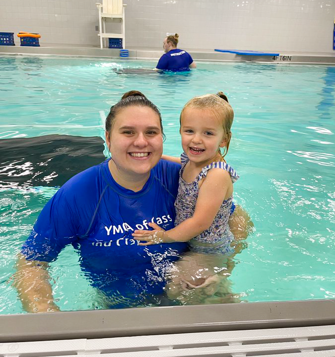 Katie, our Swim School Coordinator, and Layla, one of our swim lesson kids, are a great example of trust and positivity.

When Layla started, "there were tears most days." However, the two bonded, and "fall session we had no tears and big smiles." Way to go, Layla! #ymcacassclay