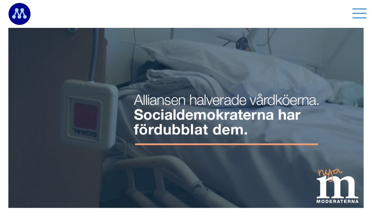 Alltså <a href="/moderaterna/">Moderaterna</a> ? I de tre stora regionerna Skåne, VGR och Stockholm har ni ansvar för vårdköerna. Vem har fördubblat de vårdköerna vi ser här? Jo, ni i högern!